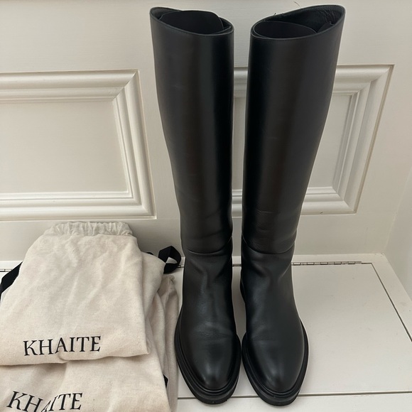KHAITE | Shoes | Khaite Derby Knee High Riding Boots Black 365